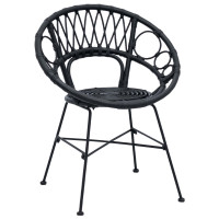 Produktbild för Matstol 2 pcs Rattan och Järn Svart 54 x 65 x 82 cm