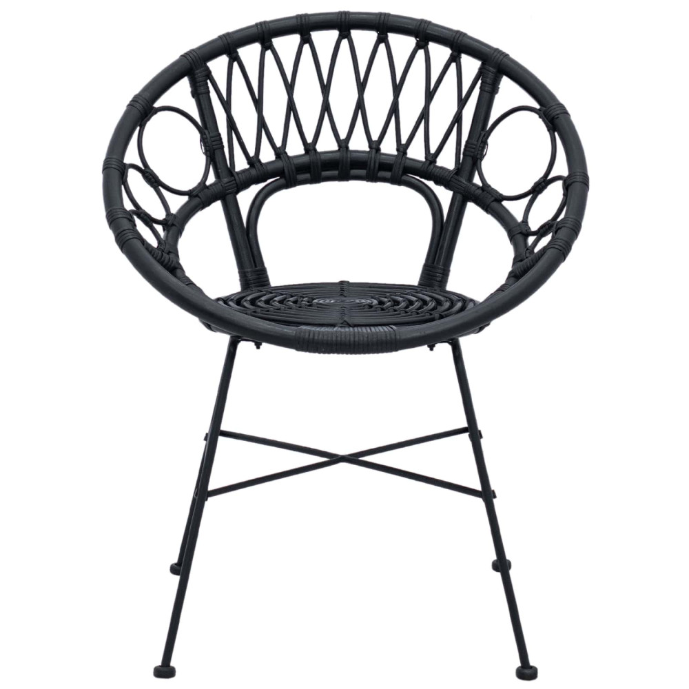 Produktbild för Matstol 2 pcs Rattan och Järn Svart 54 x 65 x 82 cm