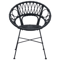Produktbild för Matstol 2 pcs Rattan och Järn Svart 54 x 65 x 82 cm
