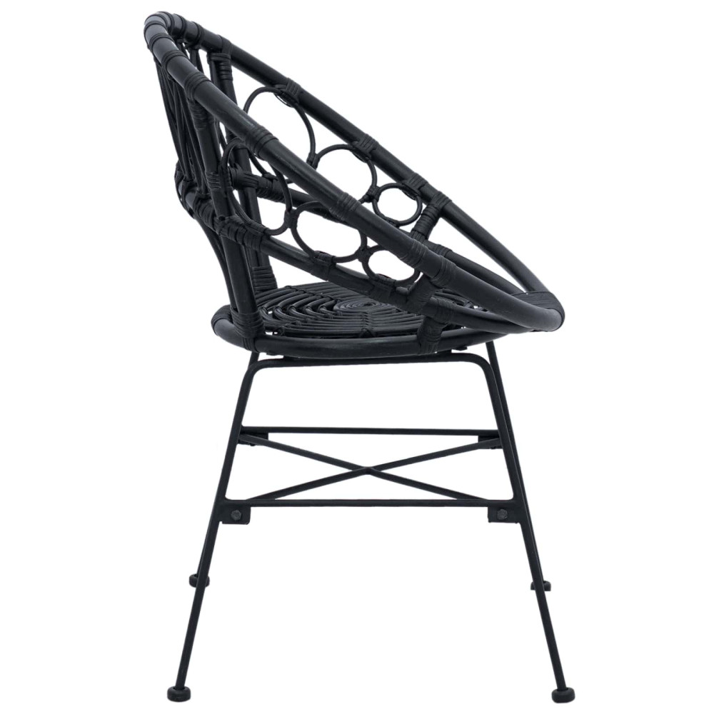 Produktbild för Matstol 2 pcs Rattan och Järn Svart 54 x 65 x 82 cm