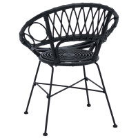 Produktbild för Matstol 2 pcs Rattan och Järn Svart 54 x 65 x 82 cm