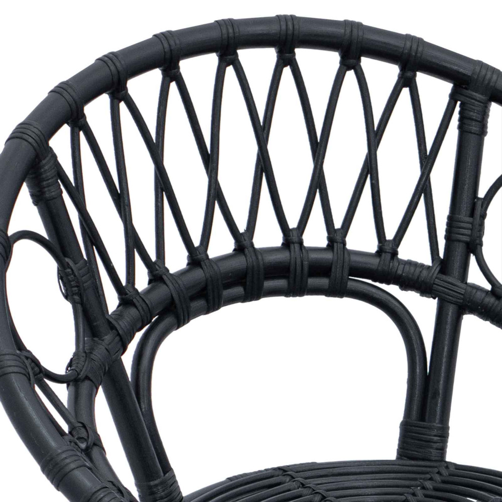 Produktbild för Matstol 2 pcs Rattan och Järn Svart 54 x 65 x 82 cm
