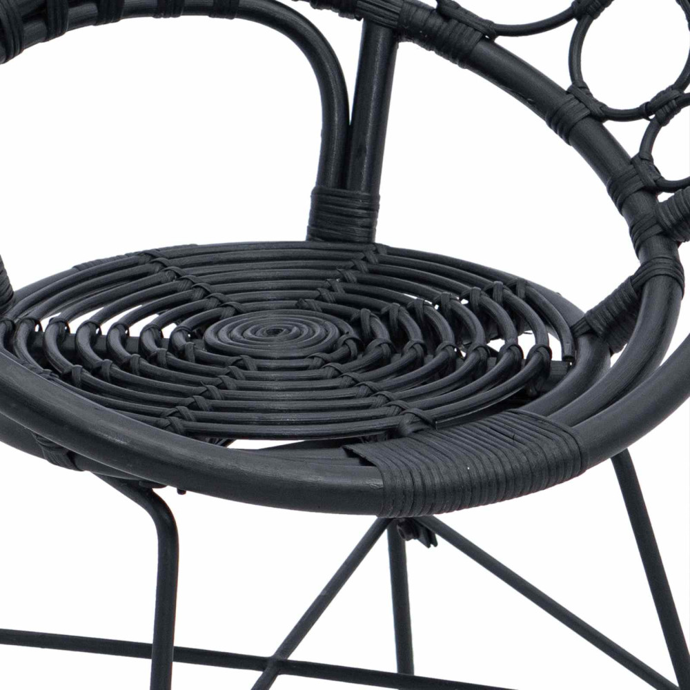 Produktbild för Matstol 2 pcs Rattan och Järn Svart 54 x 65 x 82 cm