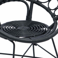 Produktbild för Matstol 2 pcs Rattan och Järn Svart 54 x 65 x 82 cm