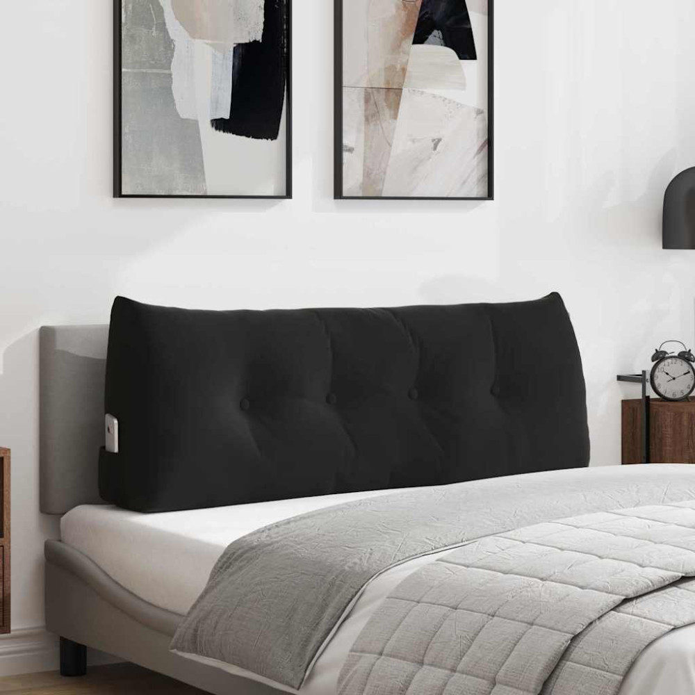 Produktbild för Ryggkudde Svart 120 x 24 x 50 cm Sammet