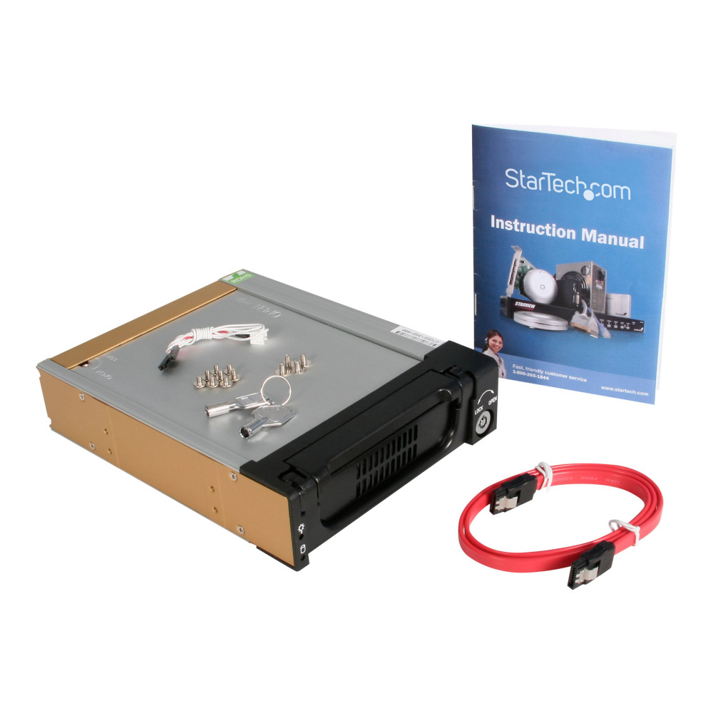 Produktbild för StarTech.com 5.25 in Rugged SATA Hard Drive Mobile Rack Drawer - Aluminum Removable Hard Drive Bay (DRW150SATBK) - förvaringsmobilrack
