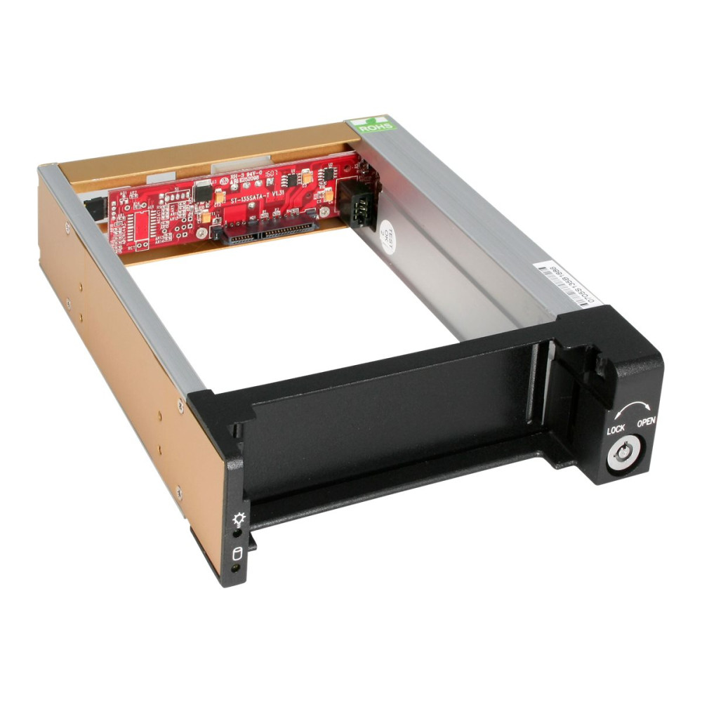 Produktbild för StarTech.com 5.25 in Rugged SATA Hard Drive Mobile Rack Drawer - Aluminum Removable Hard Drive Bay (DRW150SATBK) - förvaringsmobilrack