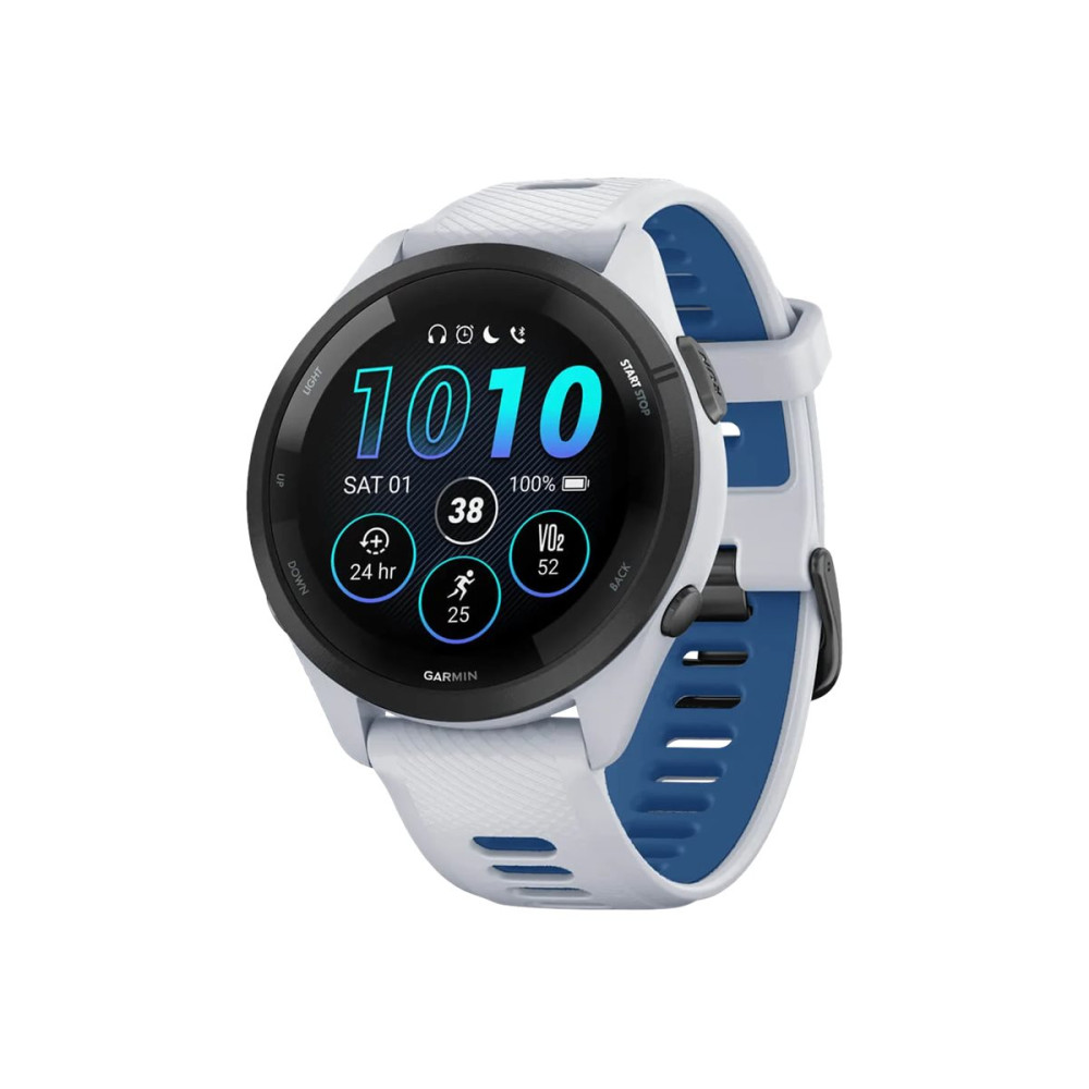 Produktbild för Garmin Forerunner 265 - vitt stenslag - smart klocka med rem - vitt sten/kustblå - 8 GB