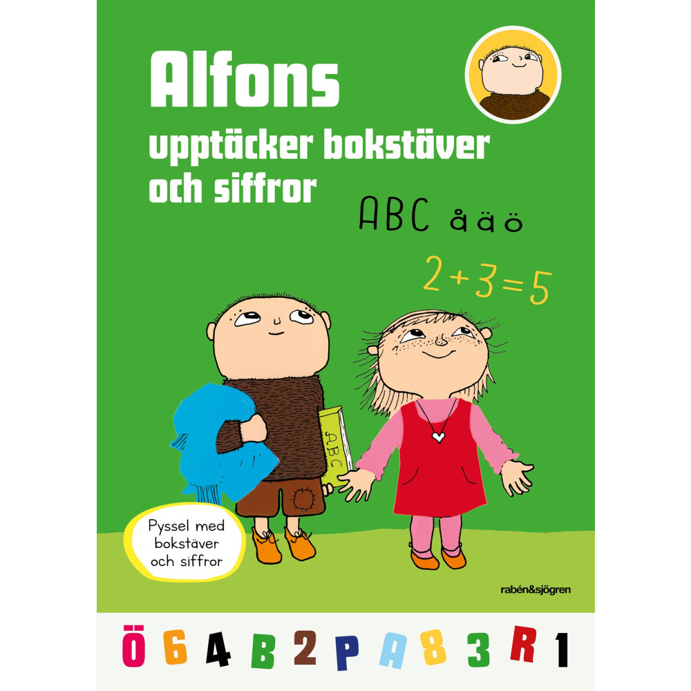 Produktbild för Alfons upptäcker bokstäver och siffror : pysselbok (häftad)