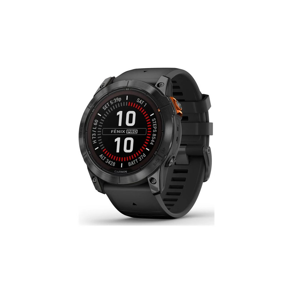 Produktbild för Garmin Fenix 7X Pro Solar Edition - skiffergrå - Ja sportklocka med band - svart - 32 GB