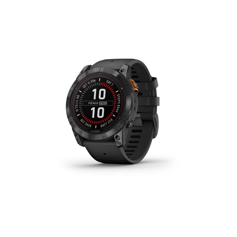 Produktbild för Garmin Fenix 7X Pro Solar Edition - skiffergrå - Ja sportklocka med band - svart - 32 GB