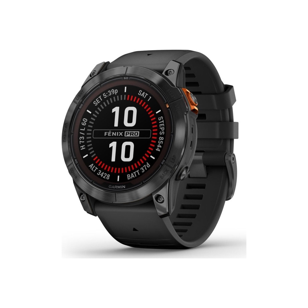 Produktbild för Garmin Fenix 7X Pro Solar Edition - skiffergrå - Ja sportklocka med band - svart - 32 GB