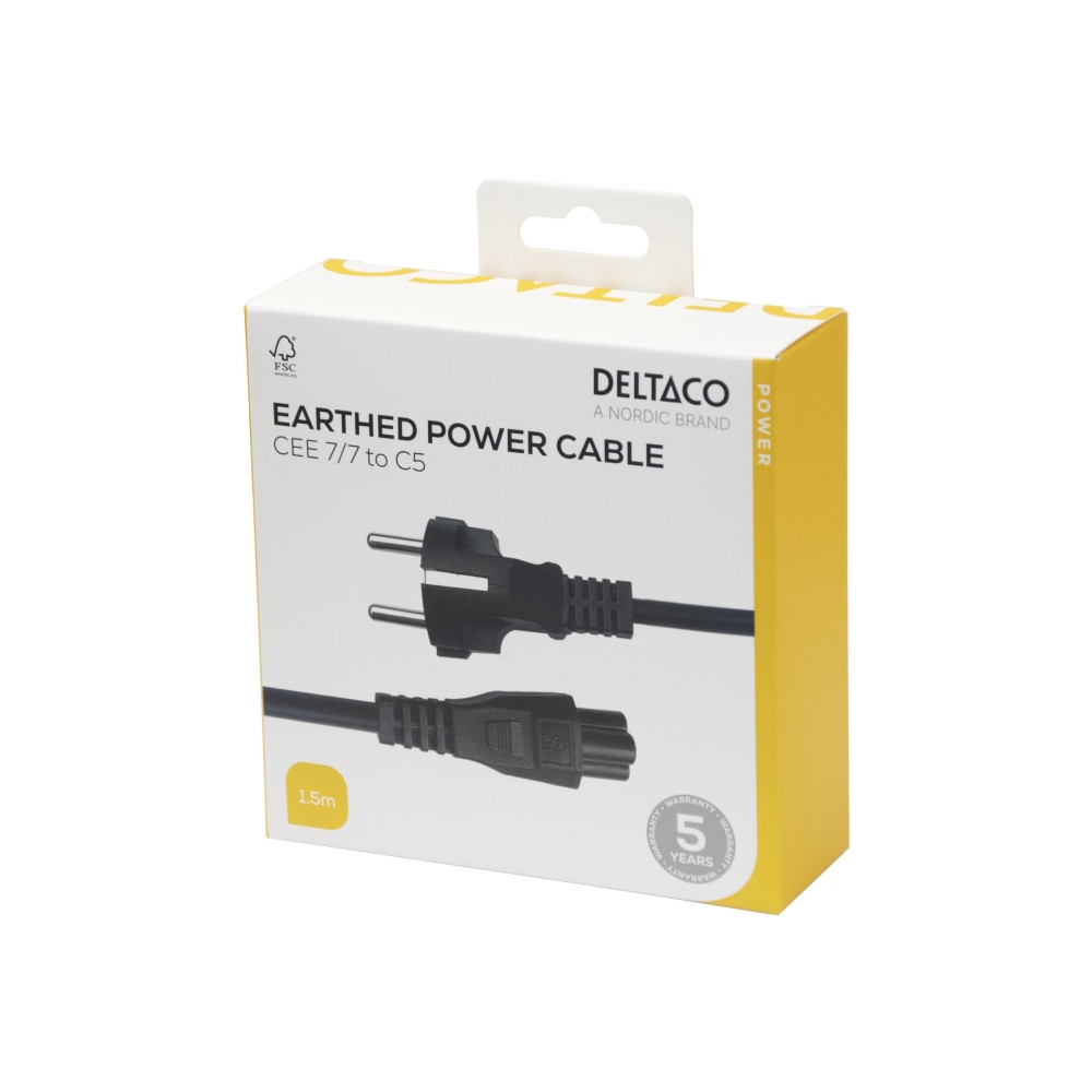 Produktbild för DELTACO - strömkabel - power CEE 7/7 till IEC 60320 C5 - 1.5 m