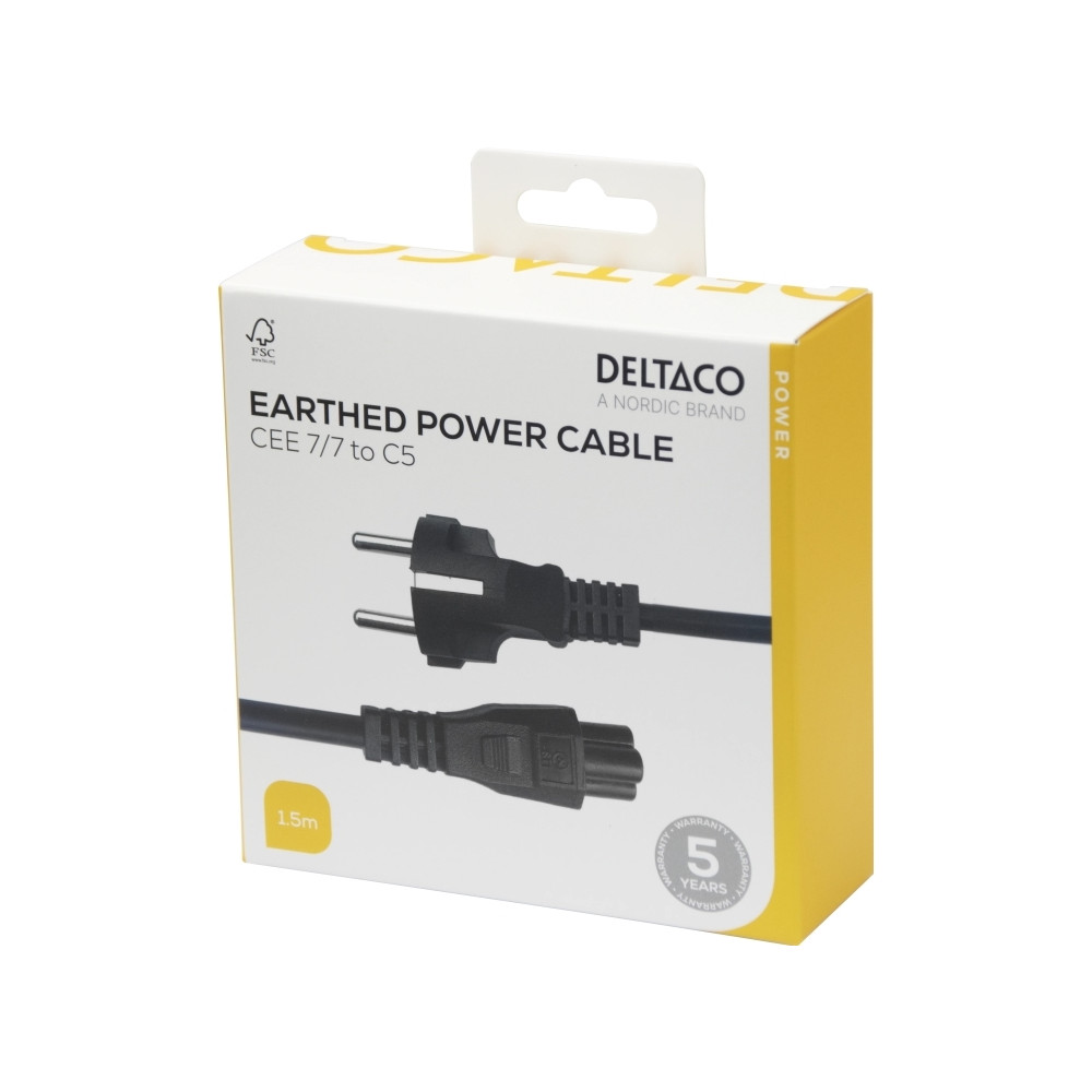 Produktbild för DELTACO - strömkabel - power CEE 7/7 till IEC 60320 C5 - 1.5 m