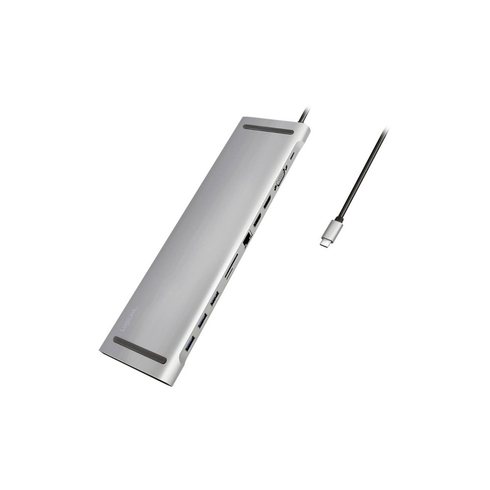 Produktbild för LogiLink - dockningsstation - USB-C 3.2 Gen 1 - 2 x HDMI, VGA - 1GbE