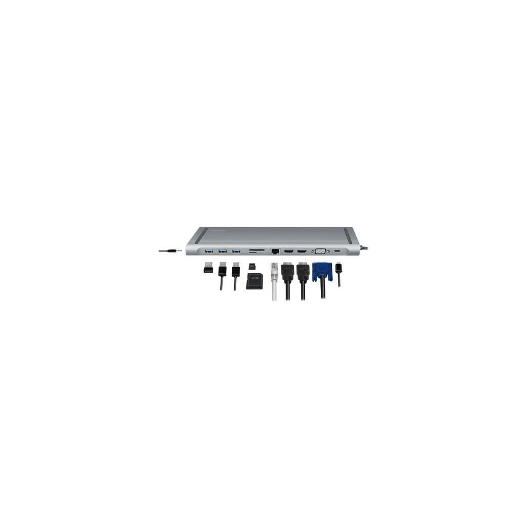 Produktbild för LogiLink - dockningsstation - USB-C 3.2 Gen 1 - 2 x HDMI, VGA - 1GbE