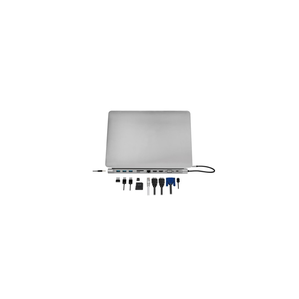 Produktbild för LogiLink - dockningsstation - USB-C 3.2 Gen 1 - 2 x HDMI, VGA - 1GbE
