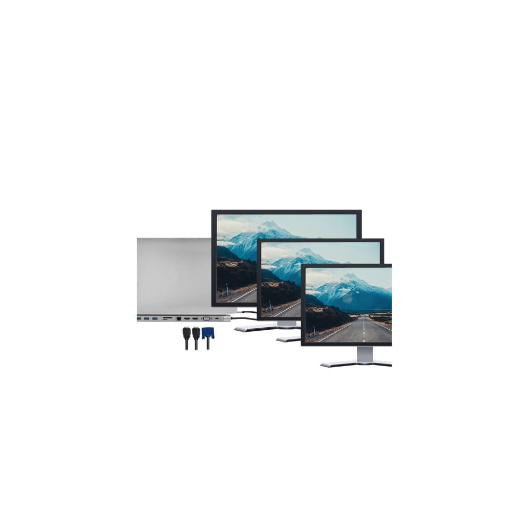 Produktbild för LogiLink - dockningsstation - USB-C 3.2 Gen 1 - 2 x HDMI, VGA - 1GbE