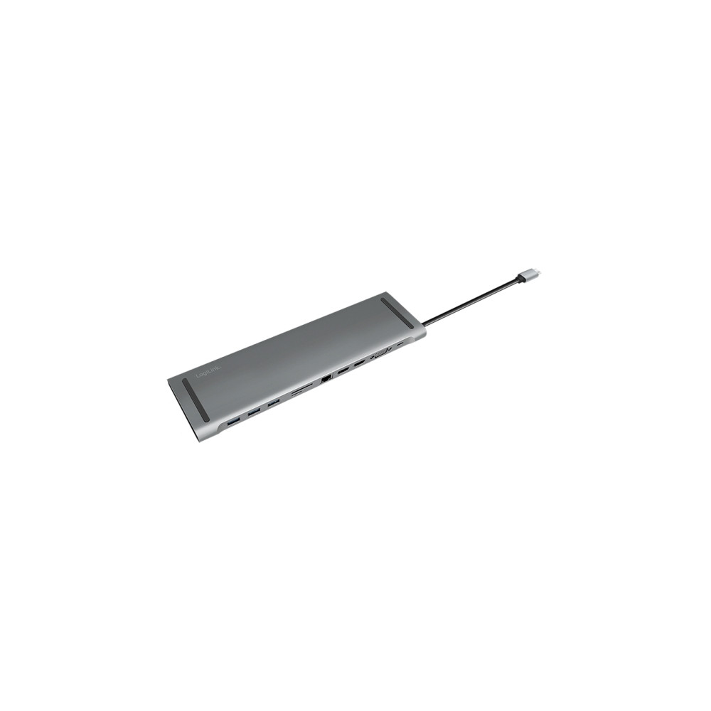 Produktbild för LogiLink - dockningsstation - USB-C 3.2 Gen 1 - 2 x HDMI, VGA - 1GbE