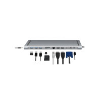 Produktbild för LogiLink - dockningsstation - USB-C 3.2 Gen 1 - 2 x HDMI, VGA - 1GbE