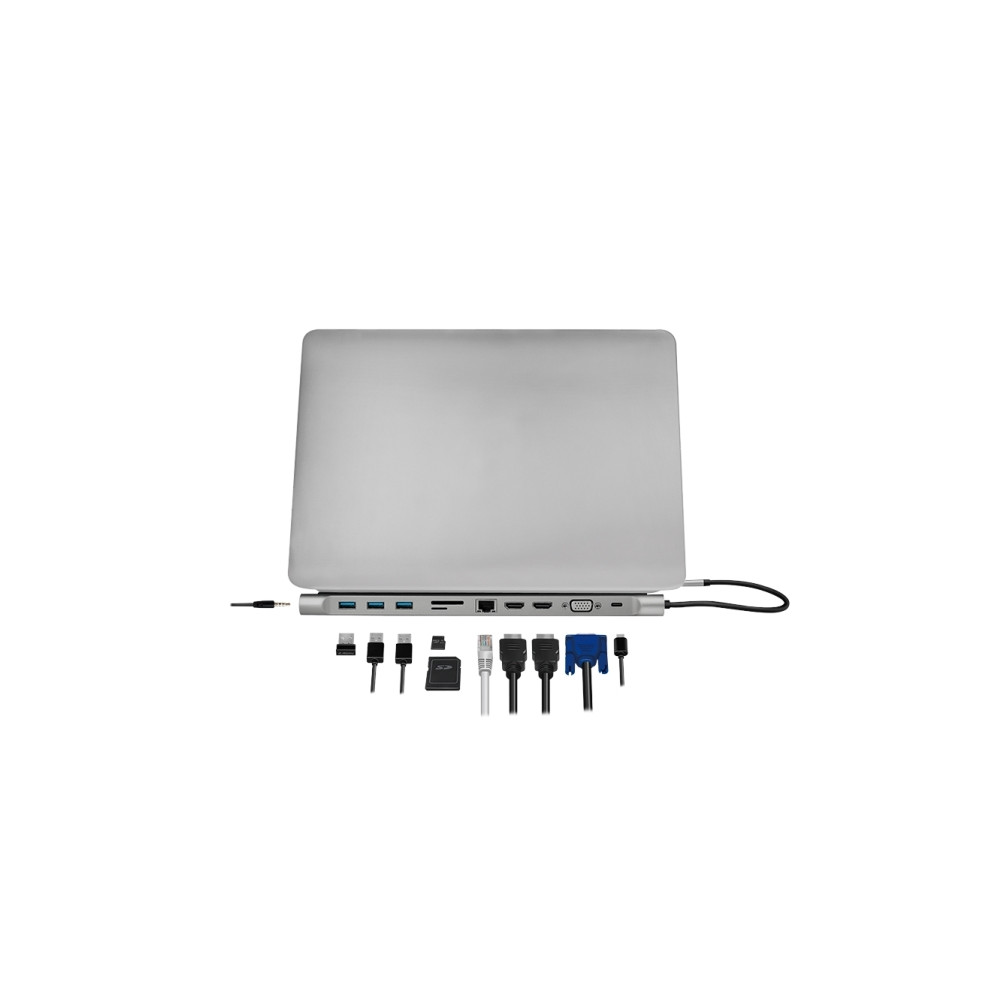 Produktbild för LogiLink - dockningsstation - USB-C 3.2 Gen 1 - 2 x HDMI, VGA - 1GbE