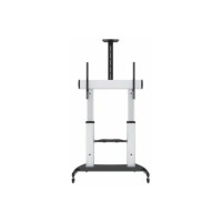Produktbild för Manhattan TV & Monitor Mount, Trolley Stand, 1 screen, Screen Sizes: 60-100", Silver/Black, VESA 200x200 to 800x600mm, Max 100kg, Height adjustable 1200 to 1685mm, Camera and AV shelves, Aluminium, LFD, Lifetime Warranty vagn - för platt panel/AV-system/k
