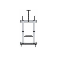 Produktbild för Manhattan TV & Monitor Mount, Trolley Stand, 1 screen, Screen Sizes: 60-100", Silver/Black, VESA 200x200 to 800x600mm, Max 100kg, Height adjustable 1200 to 1685mm, Camera and AV shelves, Aluminium, LFD, Lifetime Warranty vagn - för platt panel/AV-system/k