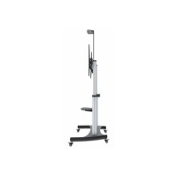 Produktbild för Manhattan TV & Monitor Mount, Trolley Stand, 1 screen, Screen Sizes: 60-100", Silver/Black, VESA 200x200 to 800x600mm, Max 100kg, Height adjustable 1200 to 1685mm, Camera and AV shelves, Aluminium, LFD, Lifetime Warranty vagn - för platt panel/AV-system/k