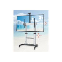 Produktbild för Manhattan TV & Monitor Mount, Trolley Stand, 1 screen, Screen Sizes: 60-100", Silver/Black, VESA 200x200 to 800x600mm, Max 100kg, Height adjustable 1200 to 1685mm, Camera and AV shelves, Aluminium, LFD, Lifetime Warranty vagn - för platt panel/AV-system/k