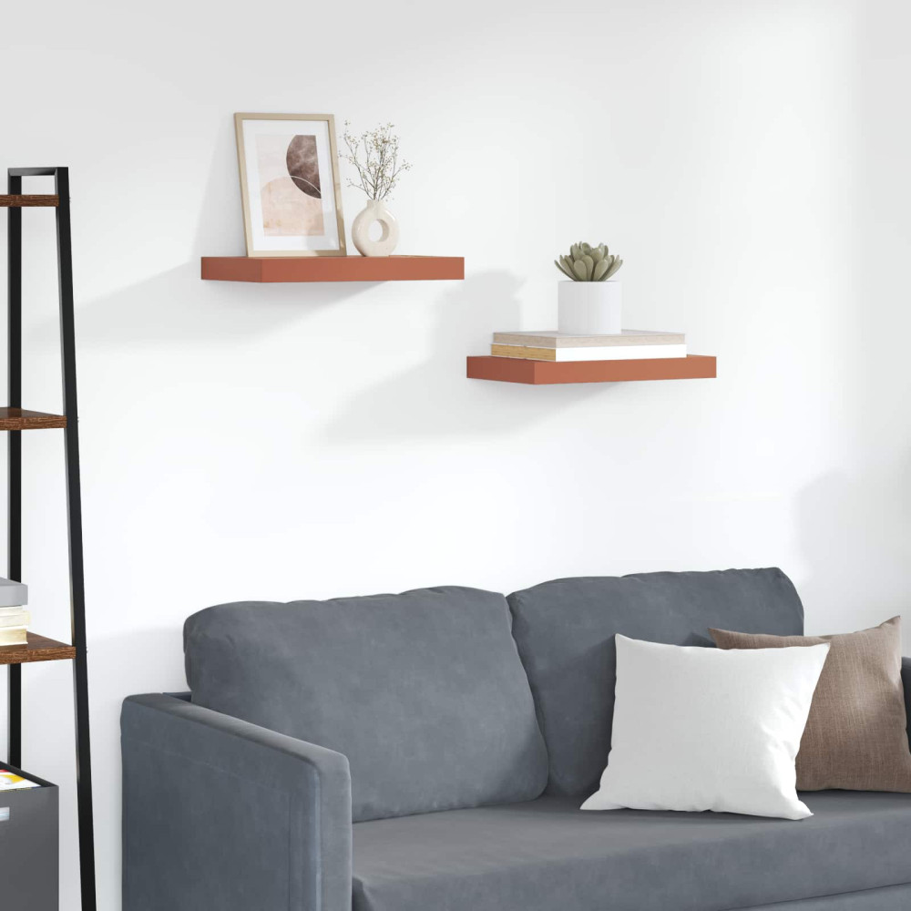 Produktbild för Vägg hylla 2 pcs Röd 40 x 23,5 x 4 cm Konstruerat trä