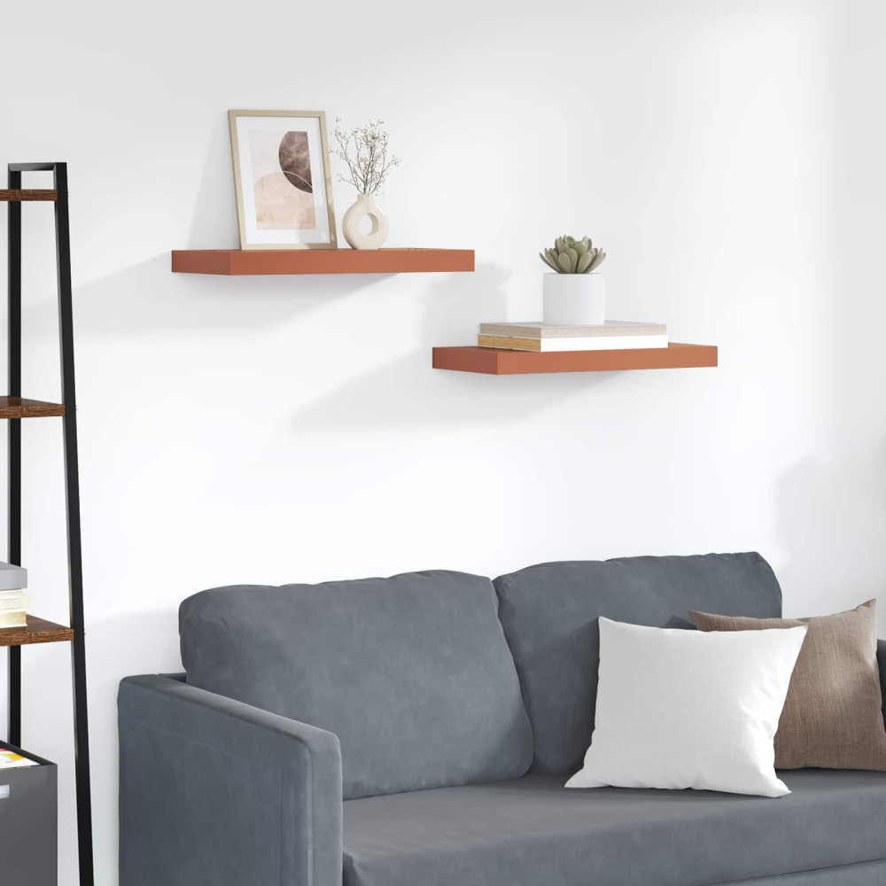Produktbild för Vägg hylla med lagring 2 pcs Röd 50 x 23 x 4 cm Konstruerat trä
