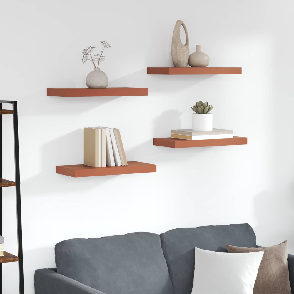 Produktbild för Vägg hylla med lagring 4 pcs Röd 50 x 23 x 4 cm Konstruerat trä
