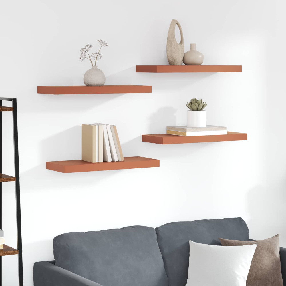 Produktbild för Vägg hylla med lagring 4 pcs Röd 60 x 23 x 4 cm Konstruerat trä