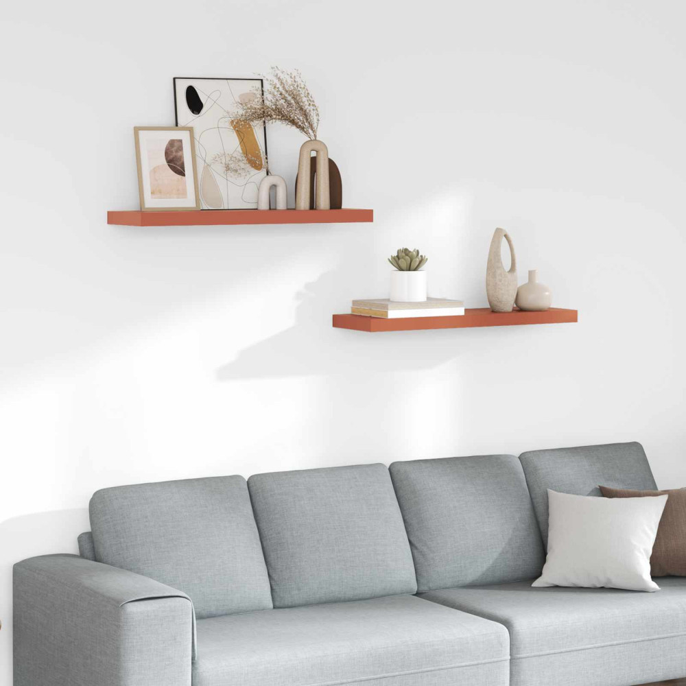 Produktbild för Vägg hylla 2 pcs Röd 90 x 23,5 x 4 cm Konstruerat trä