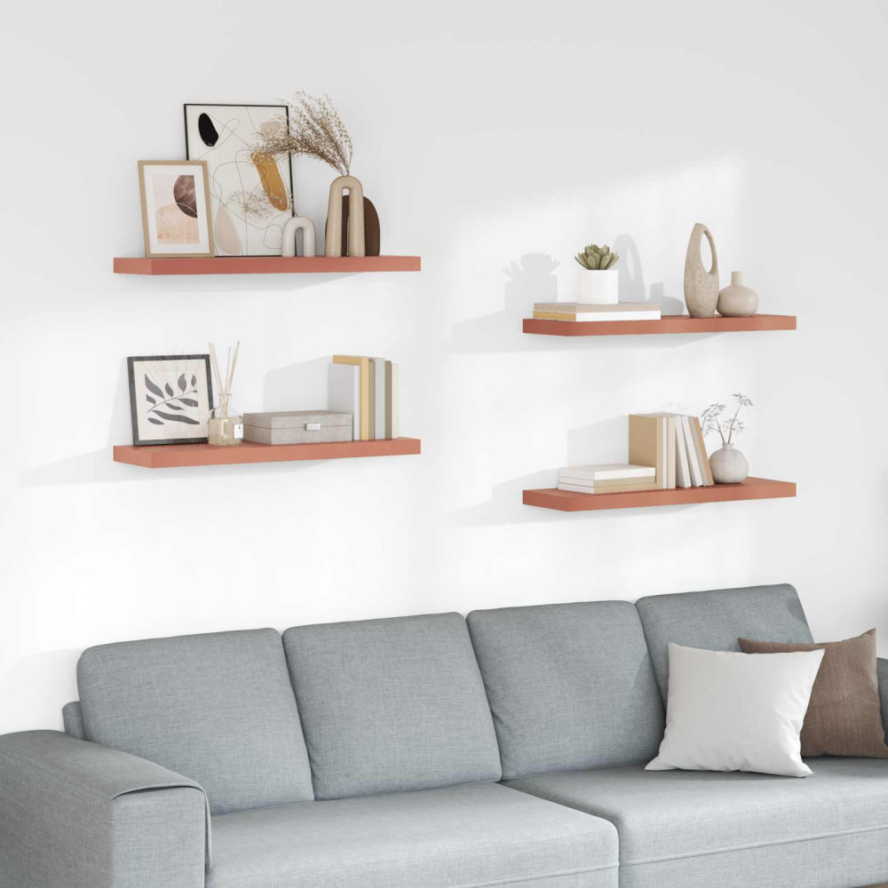 Produktbild för Vägg hylla 4 pcs Röd 90 x 23,5 x 4 cm Konstruerat trä