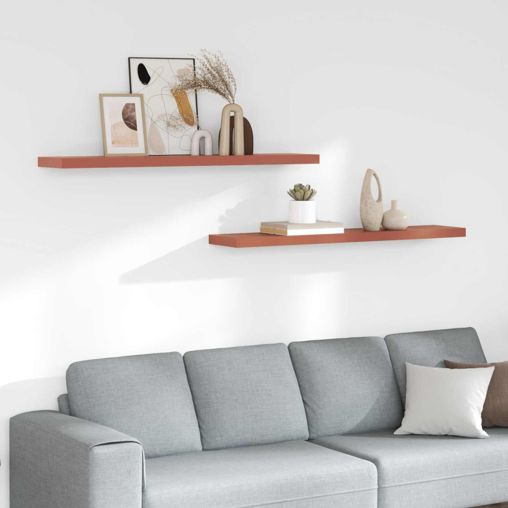 Produktbild för Vägg hylla 2 pcs Röd 120 x 23,5 x 4 cm Konstruerat trä