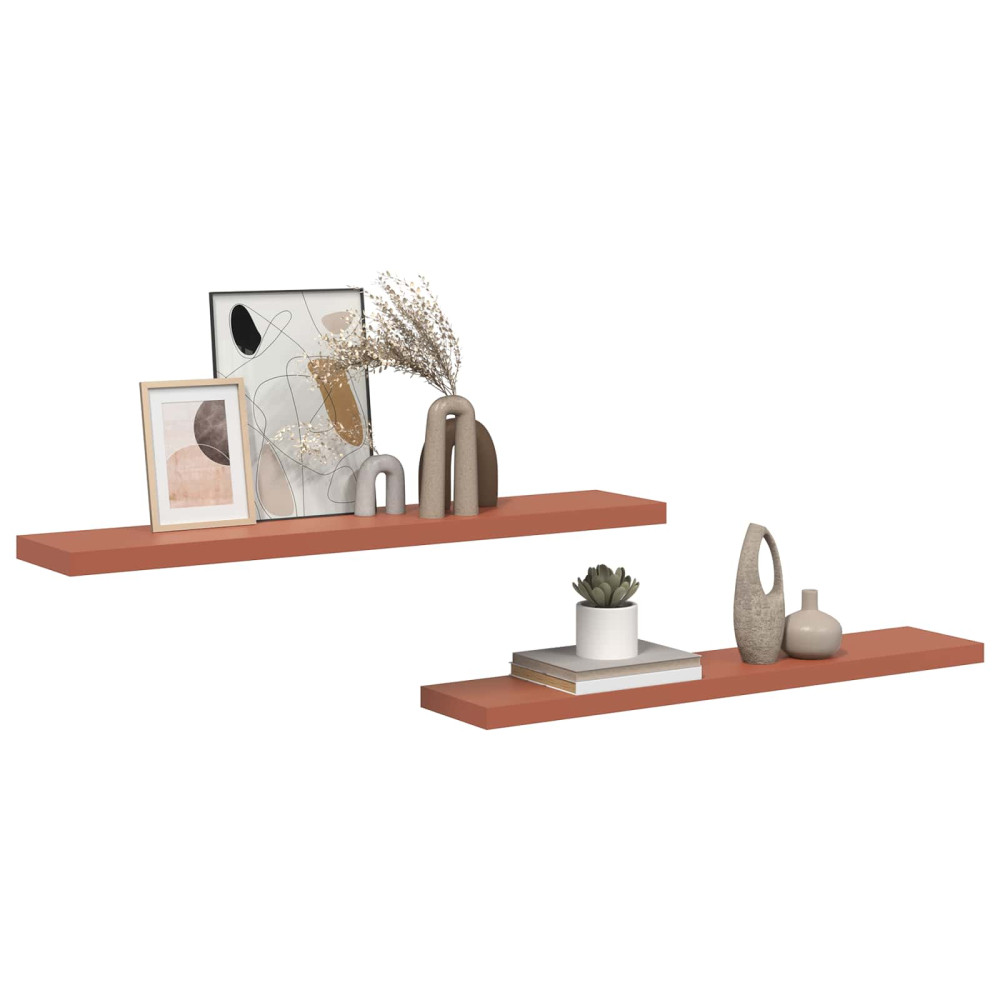 Produktbild för Vägg hylla 2 pcs Röd 120 x 23,5 x 4 cm Konstruerat trä