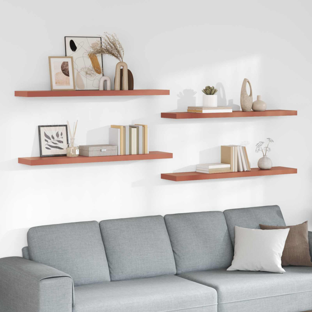 Produktbild för Vägg hylla 4 pcs Röd 120 x 23,5 x 4 cm Konstruerat trä