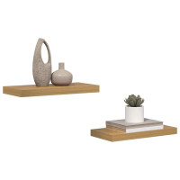 Produktbild för Vägg hylla 2 pcs Brun 50 x 23 x 4 cm Konstruerat trä