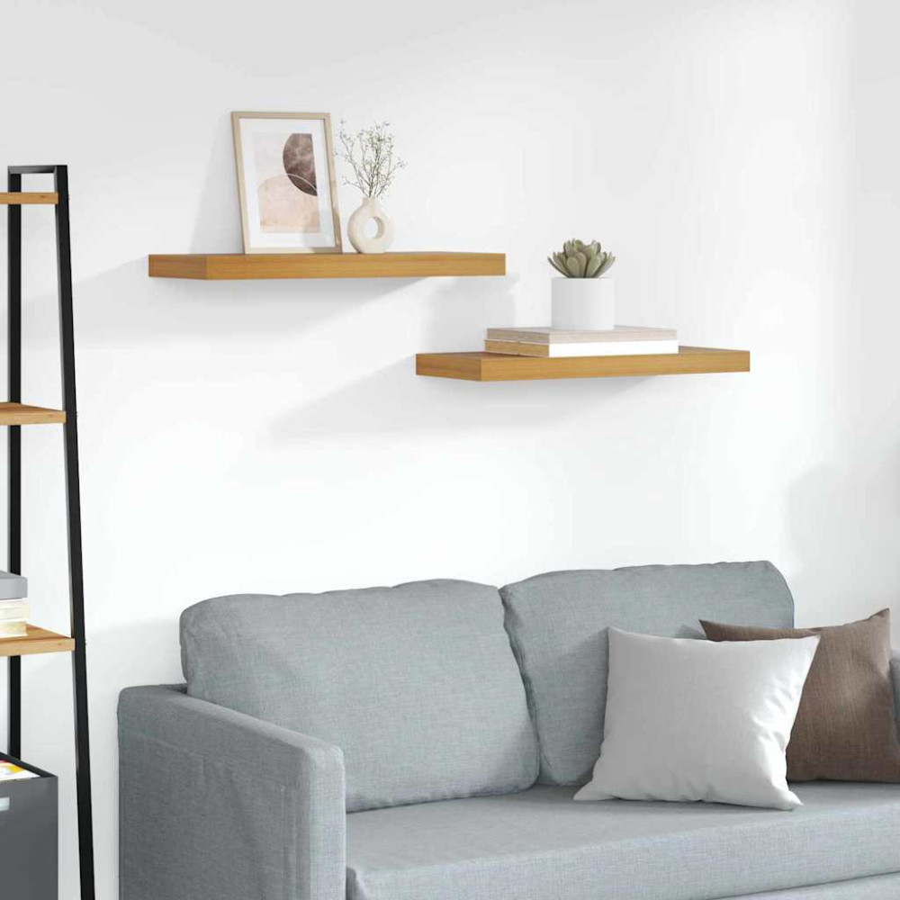 Produktbild för Vägg hylla 2 pcs Brun 60 x 23 x 4 cm Konstruerat trä