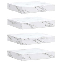 Produktbild för Vägg hylla 4 pcs Vit marmor 23 x 23,5 x 4 cm Konstruerat trä
