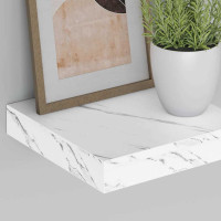 Produktbild för Vägg hylla 4 pcs Vit marmor 23 x 23,5 x 4 cm Konstruerat trä