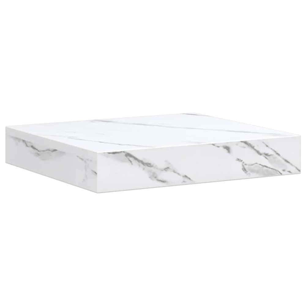 Produktbild för Vägg hylla 4 pcs Vit marmor 23 x 23,5 x 4 cm Konstruerat trä