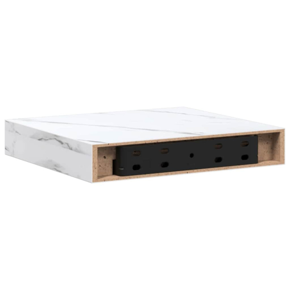 Produktbild för Vägg hylla 4 pcs Vit marmor 23 x 23,5 x 4 cm Konstruerat trä