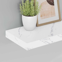 Produktbild för Vägg hylla 2 pcs Vit marmor 40 x 23,5 x 4 cm Konstruerat trä