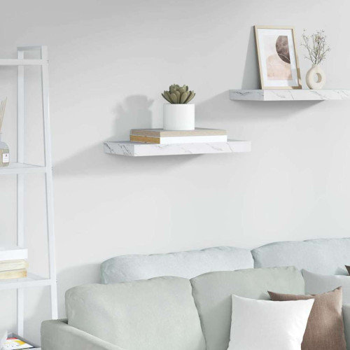 vidaXL Vägg hylla Vit marmor 50 x 23 x 4 cm Konstruerat trä