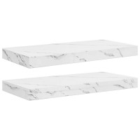 Produktbild för Vägg hylla 2 pcs Vit marmor 50 x 23,5 x 4 cm Konstruerat trä