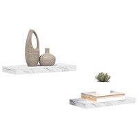 Produktbild för Vägg hylla 2 pcs Vit marmor 50 x 23,5 x 4 cm Konstruerat trä