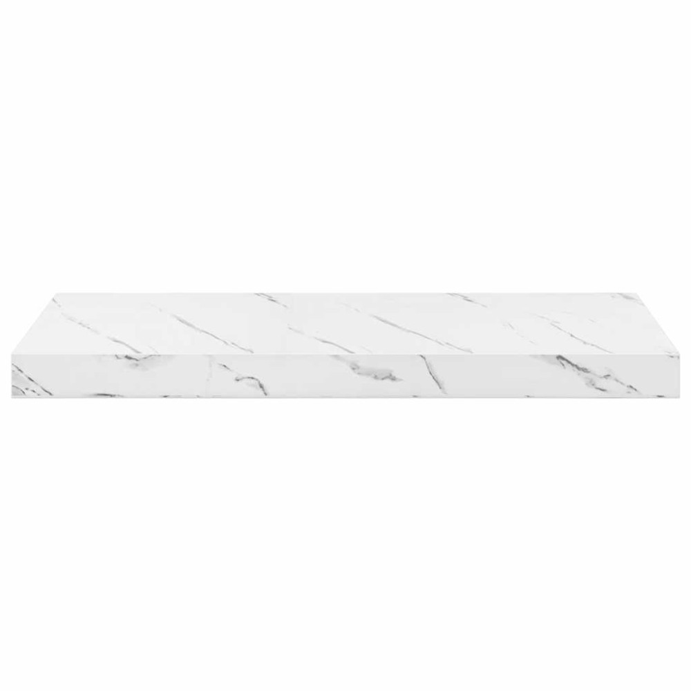 Produktbild för Vägg hylla 2 pcs Vit marmor 60 x 23,5 x 4 cm Konstruerat trä