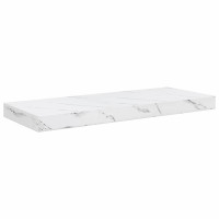 Produktbild för Vägg hylla 4 pcs Vit marmor 60 x 23 x 4 cm Konstruerat trä